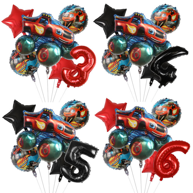 Sports Equipment For Schools - 1set Blaze Monster Folienballons Cartoon Sportwagen