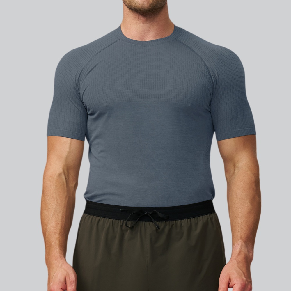 Sports Equipment Logo - Herren Einfarbiges Sport-T-Shirt Fitness-Workout Schnelltrocknend Kurzarm-Shirt