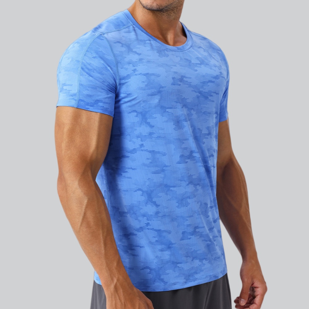 Sports Equipment Logo - Herren-T-Shirt mit Rundhalsausschnitt, Sportbekleidung, Sommer, Laufen,