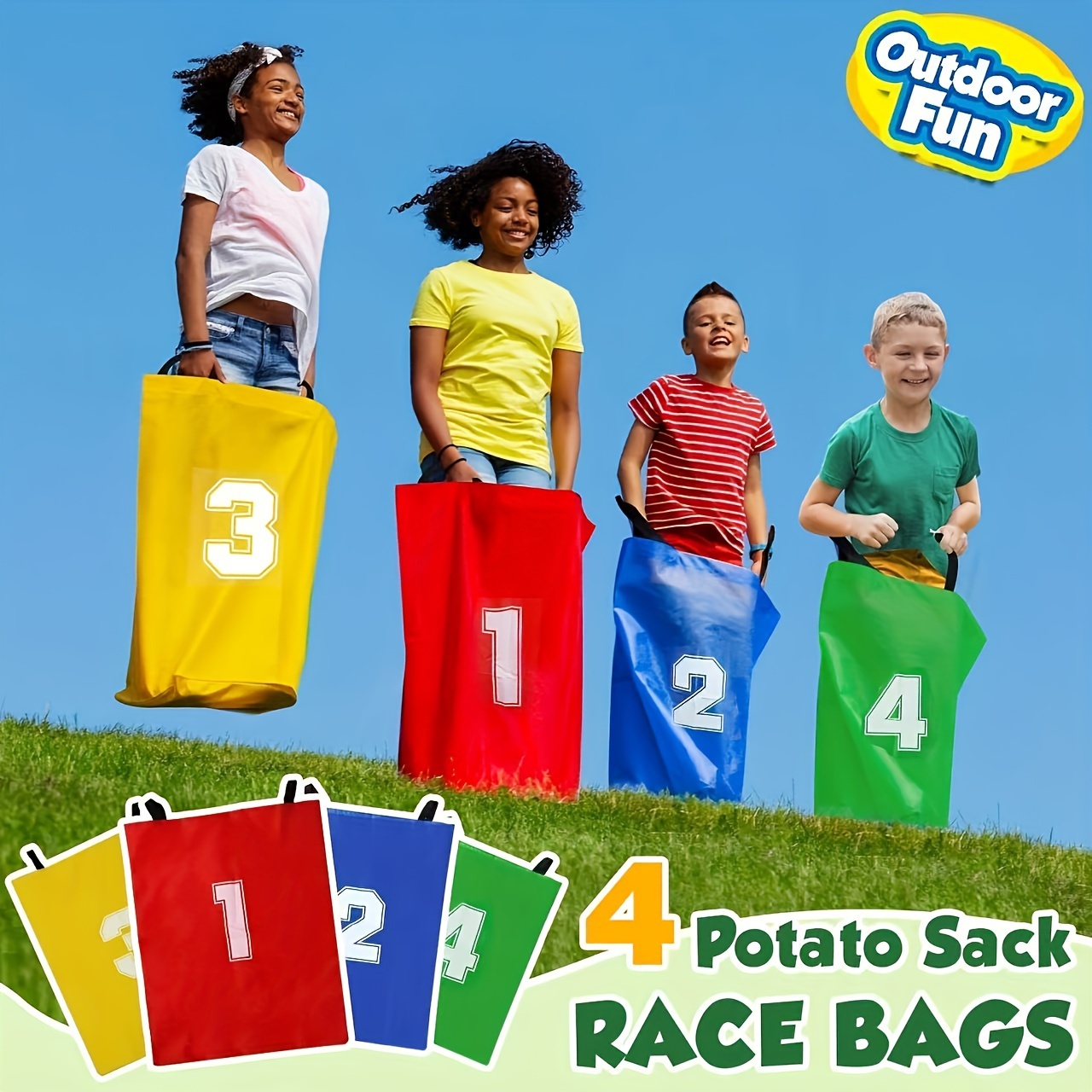 Sports Equipment Bag - 4er-Set robuste Känguru-Sprungbeutel aus Segeltuch für