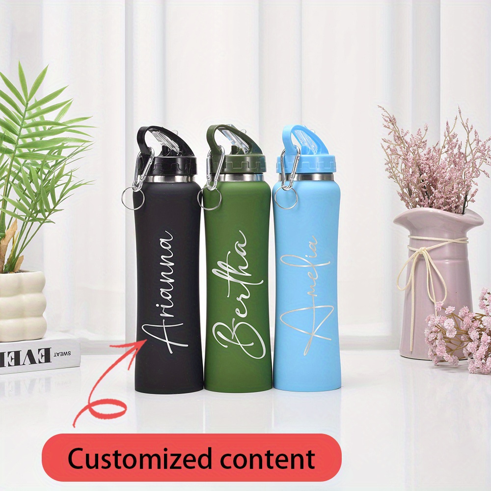 Sports Equipment And Names - Personalisierte Edelstahl-Wasserflasche mit Namen, Mehrfarbige Isolierte