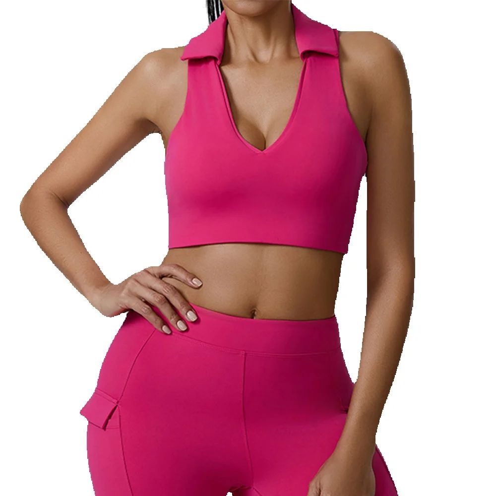 Sports Equipment Logo - JUREN Damen Sportunterwäsche mit Kragen Yoga-Top