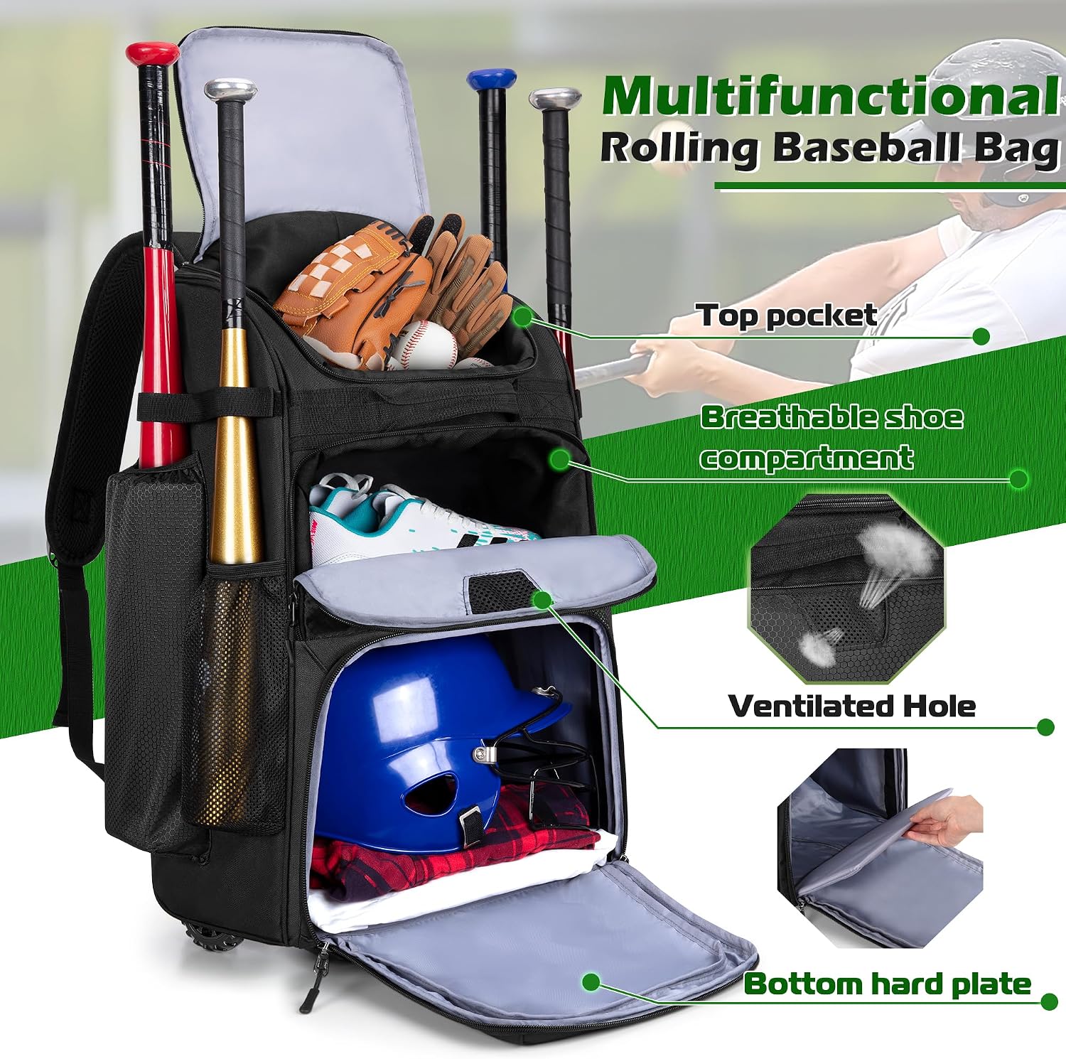 Rollender Baseball-Rucksack mi – Sports Equipment Bag Bewertung und Preis